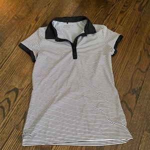 Black and White Striped Nike Polo